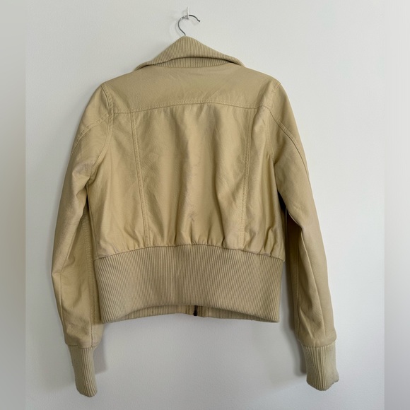 Yoki Butter yellow Y2K bomber leather jacket size medium - Picture 3 of 10